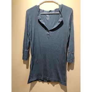 🐊 pewter \ teal 3/4 sleeve robbed 1/2 button down